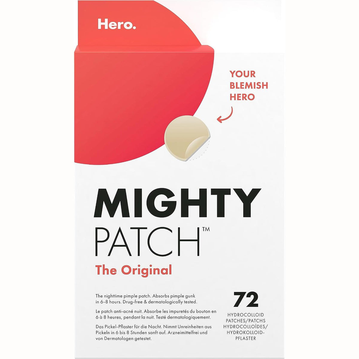 306300 - HERO COSMETICS Mighty Patch Original Pimple Patches, 72 copë, flasterë hidrokoloide për akne