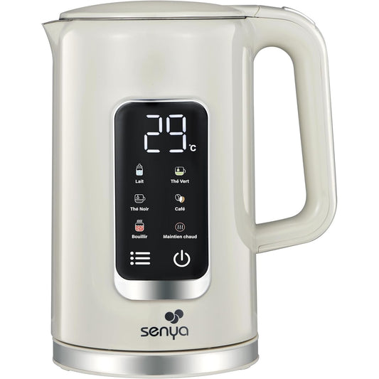 162397 - SENYA Çajnik Elektrik 1.7L me Ekran Dixhital, 5 Programe Automatike dhe Të Rregullueshme të Temperaturës, Funksioni i Ruajtjes së Nxehtësisë, Bazë Rrotulluese 360° dhe Dorezë Ergonomike, Ngjyrë Krem