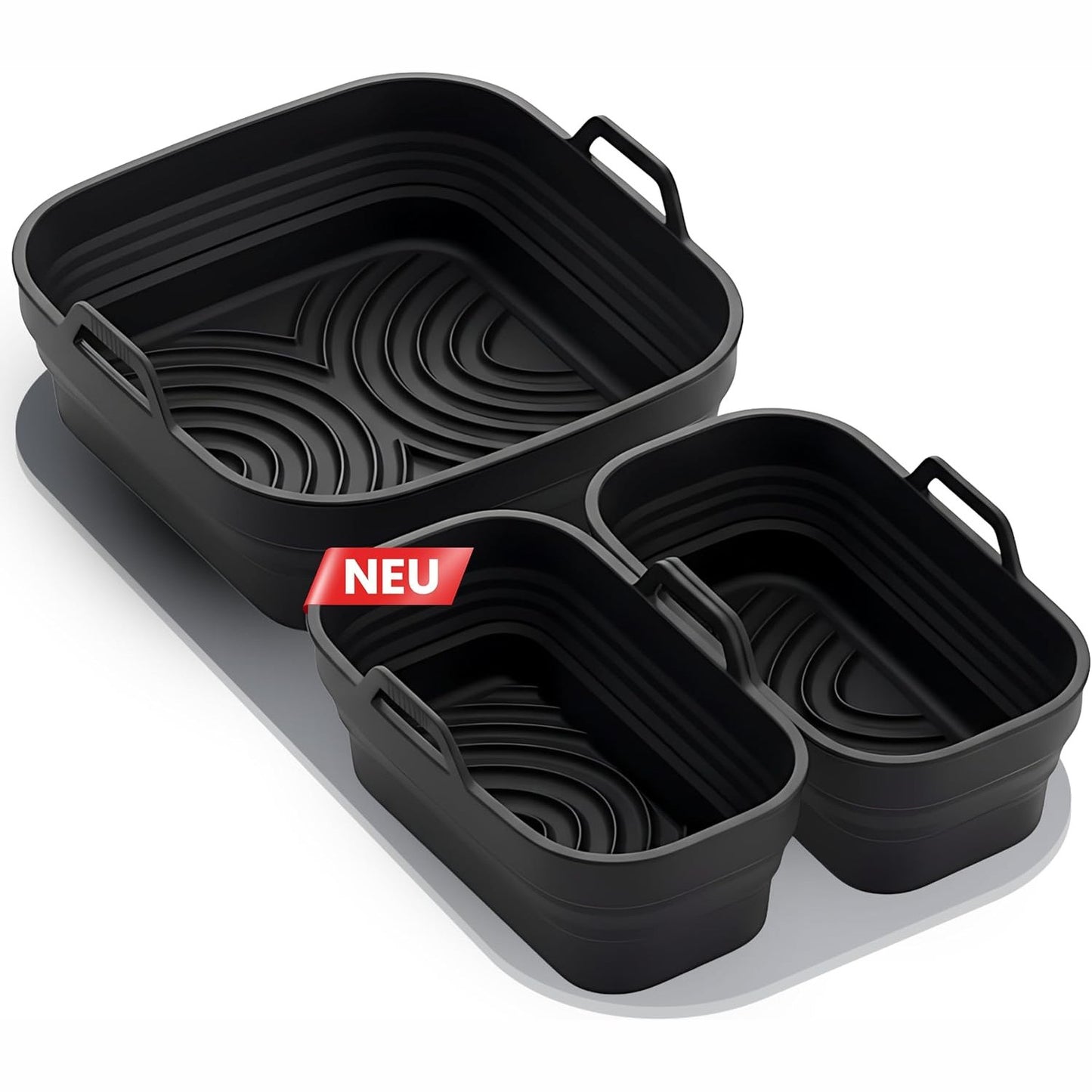 288472 - FRITTI® Forma Silikoni për Fritezë me Ajër, 3 Forma Silikoni për Dhomat e Fritezës me Ajër, Pa BPA, Tavë Pjekjeje Drejtkëndëshe Silikoni
