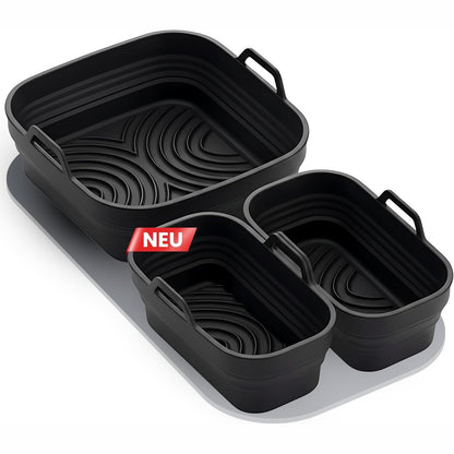 288472 - FRITTI® Forma Silikoni për Fritezë me Ajër, 3 Forma Silikoni për Dhomat e Fritezës me Ajër, Pa BPA, Tavë Pjekjeje Drejtkëndëshe Silikoni