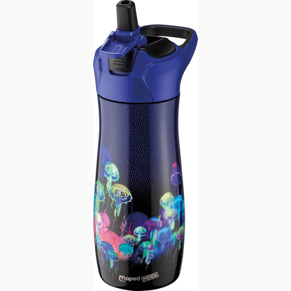 251785 - MAPED Picnik Shishe uji për fëmijë me sistem shtrydhjeje, e papërshkueshme nga rrjedhjet, hapje e lehtë me buton, trup çeliku inox, 580 ml