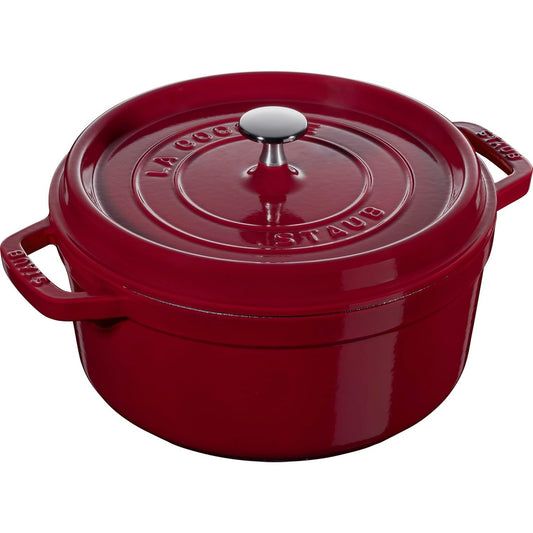 226004 - STAUB Cocotte, Pjekje prej gize, e përshtatshme për të gjitha llojet e sobave, përfshirë induksionin, e rrumbullakët, 24 cm, 3.8 L, e kuqe bordo