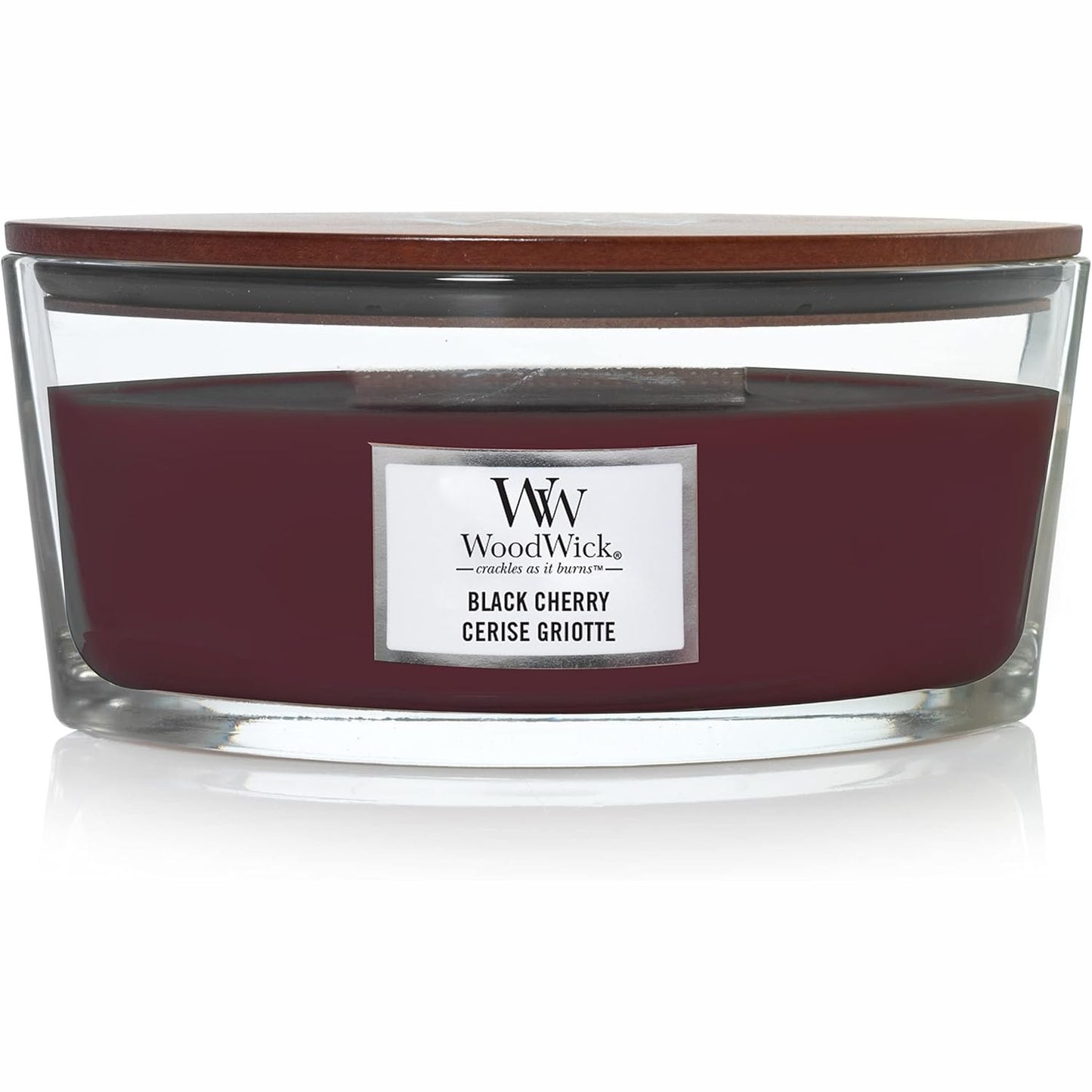 184019 - WOODWICK Qiri Aromatik Ellipse | Aroma e Qershise së Zezë | me Fitil të Kërcitshëm | Kohë Djegie deri në 50 Orë