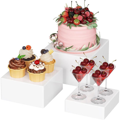 215399 - LIFEWIT Stendë ekspozimi për bufe me aperitivë, set prej 3 (20/18/15 cm) prej plastike për torta, ëmbëlsira, koleksione, bizhuteri.