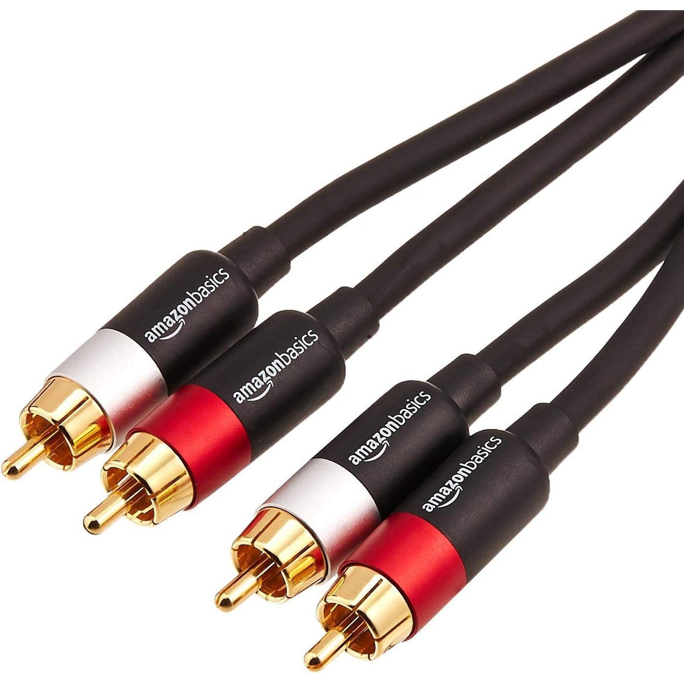 268634 - Amazon Basics, Kabllo audio me 2 priza RCA, PBH-20217, 2.4 m, e zezë