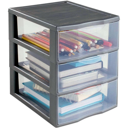 214654 - SUNDIS Kuti plastike për sirtarë, 3 sirtarë transparentë me madhësi A5, 25.5 cm të lartë