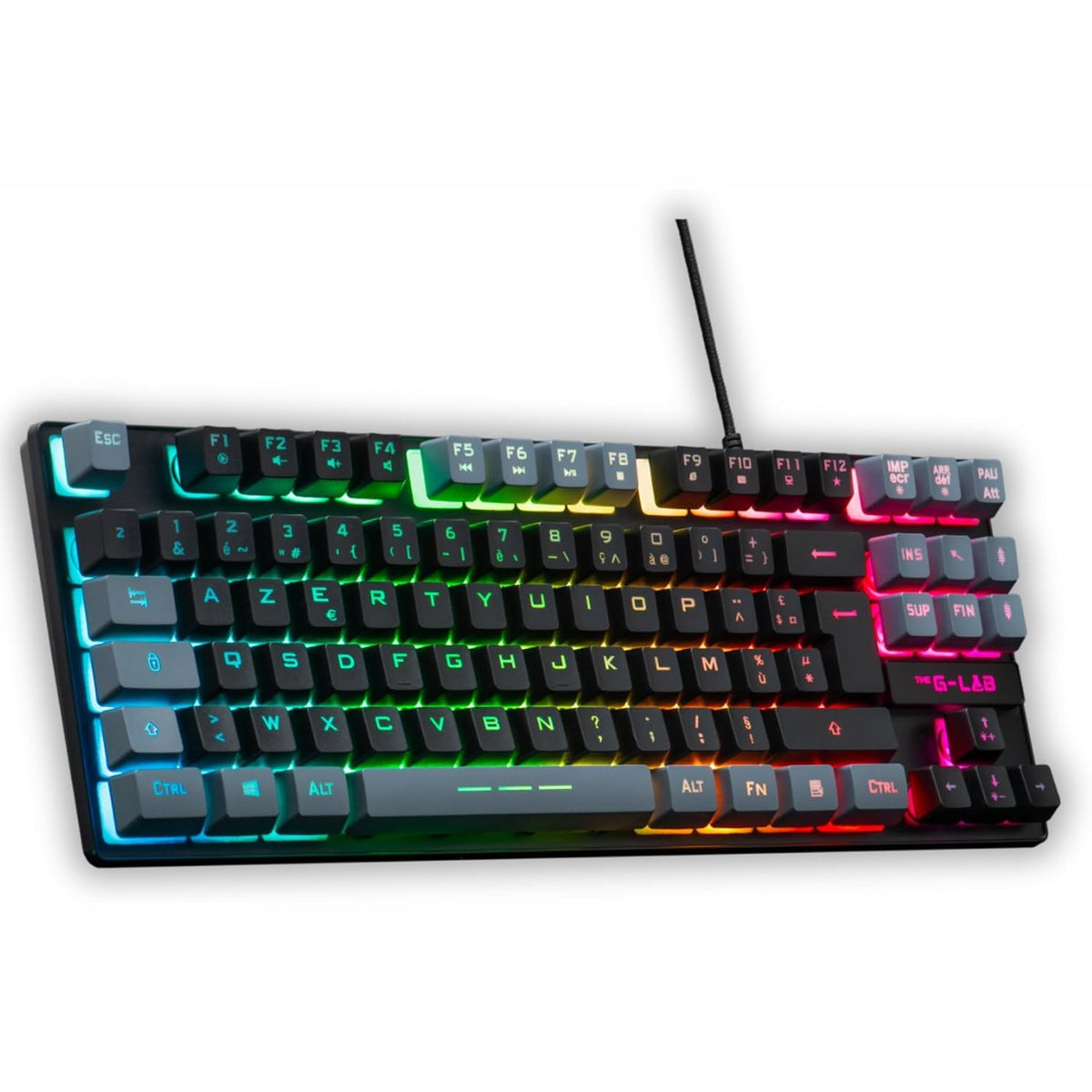 299632 - G-LAB Keyz Cesium TKL, Tastierë Lojërash USB me Tel, 87 Taste, AZERTY, RGB e Personalizueshme, Makro të Programueshme, për PC/PS4/PS5/XBOX, E Zezë-Gri