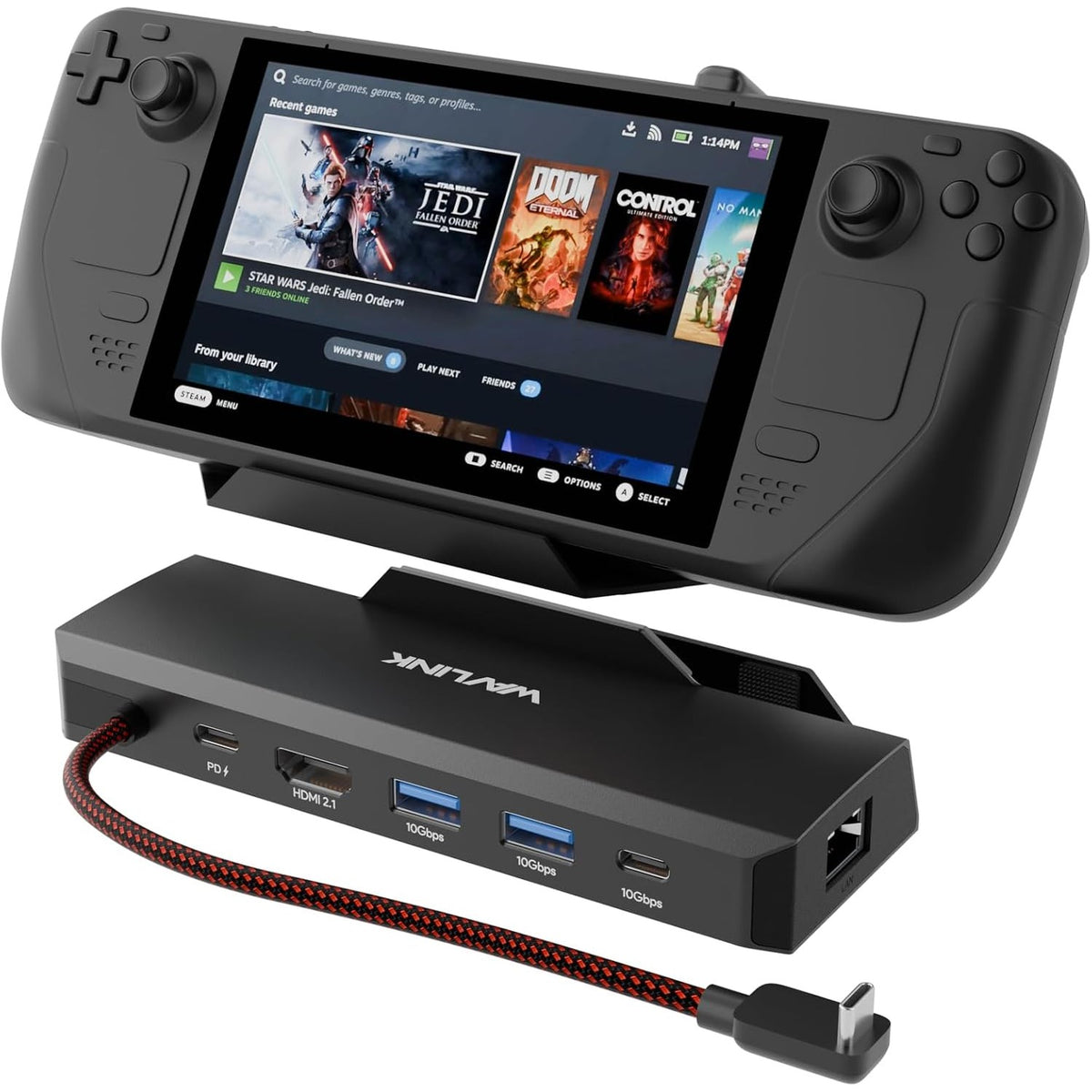 305367 - WAVLINK Stacion Dokimi me Steam Deck 6-në-1, 4K@144Hz HDMI 2.1, 100W PD IN, 3X 10G USB 3.2, Gigabit RJ45