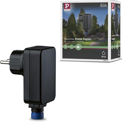 222864 - PAULMANN 988.48 Furnizim me Energjia për Ambientet e Jashtme Plug & Shine IP44, 230/24V DC, 21W, 5 x 3 x 10.4 cm, i Zi