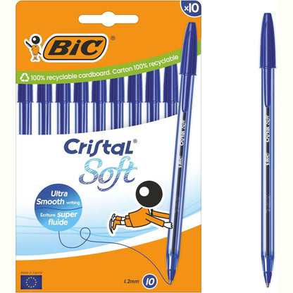 274662 - BIC Stilolapsa Cristal të butë me majë të mesme (1.2 mm) - Blu, pako me 10 copë