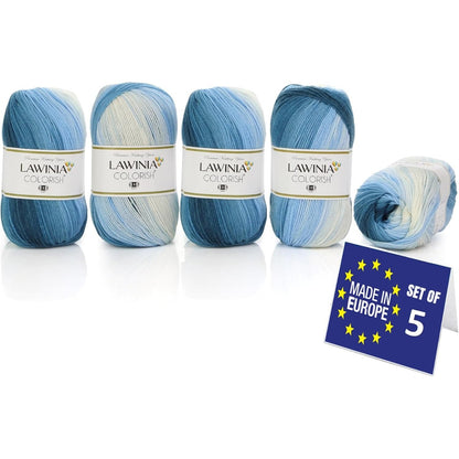 310370 - LAWINIA COLORISH Fije Premium Shumëngjyrëshe Gradient, 5x100g-350m, fije thurjeje, hipoalergjike e certifikuar OEKO-TEX