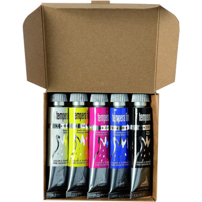 309200 - MAIMERI Set prej kartoni Fine Tempera me 5 tuba, 20 ml, ngjyra primare