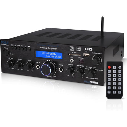 267681 - PYLES Amplifikator Bluetooth Stereo Pa Tel, 200W, Marrës Audio, HDMI, Optik/Fono/Koaksial, Radio FM, USB/SD, AUX, RCA, Hyrje Mikrofoni, Telekomandë
