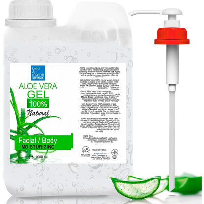 321369 - Xhel Aloe Vera 100% Natyral, Maskë Hidratuese për Fytyrën dhe Trupin, Dozator Pompe 1000 ml