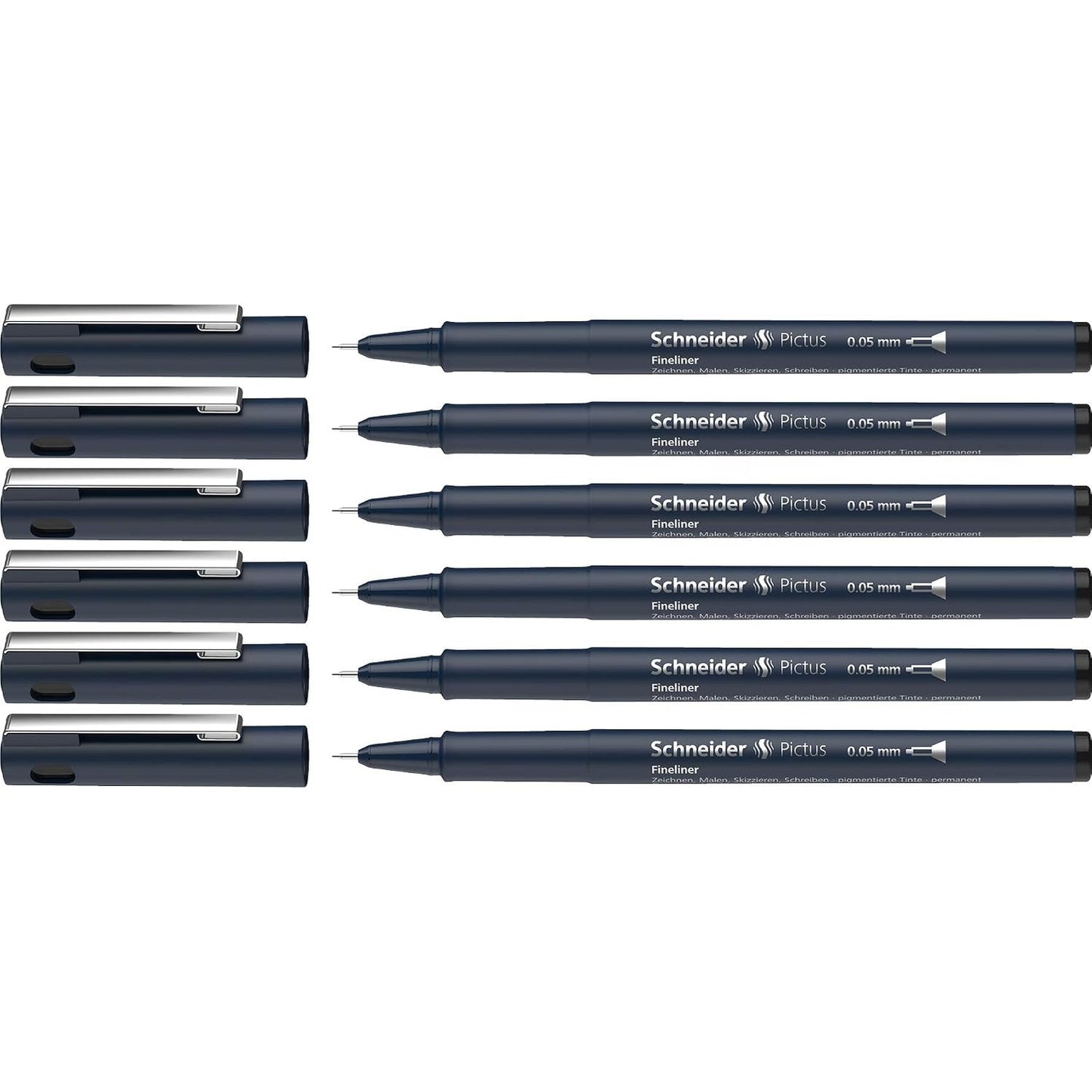 269047 - SCHNEIDER Pictus Fineliner, trashësia e vijës 0.05 mm, pako me 6 bojëra, e zezë