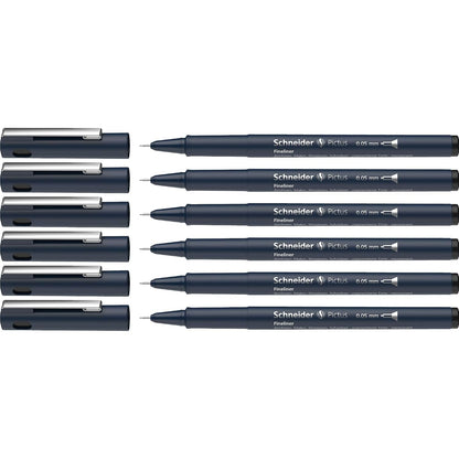 269047 - SCHNEIDER Pictus Fineliner, trashësia e vijës 0.05 mm, pako me 6 bojëra, e zezë