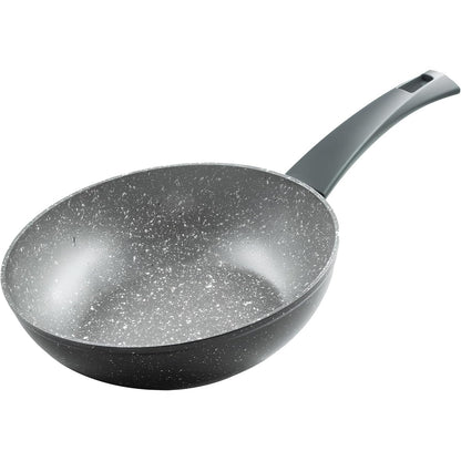 257356 - ZANETTI Tigan Wok me Induksion 24 cm, Tigan Wok që nuk ngjit, i përshtatshëm edhe për Induksion, Diametri 24 cm, Ngjyrë Gri