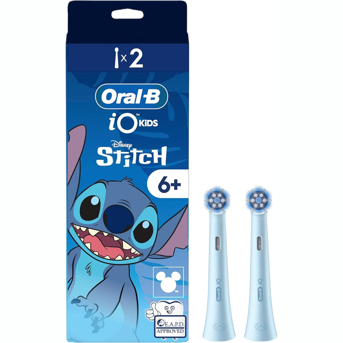 289959 - ORAL-B Koka Furçash Zëvendësuese iO për Fëmijë 6+ Disney Stitch, Blu, Pako me 2 copë