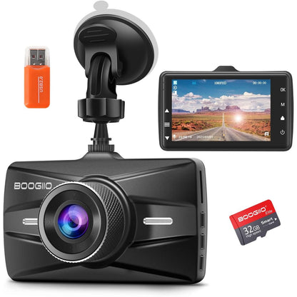 273202 - Kamera e përparme e makinës 1080P, ekran IPS 3 inç, kënd i gjerë 170°, me kartë SD 32GB, pamje nate, HDR, regjistrim në ciklin e parë, sensor G, monitor parkimi