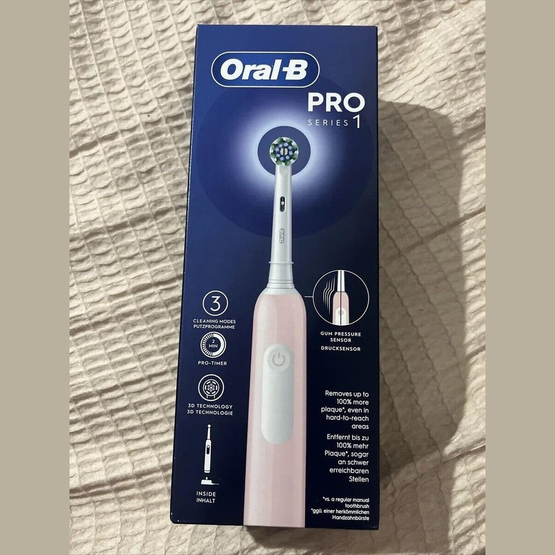 300416 - ORAL-B Furçë dhëmbësh elektrike Pro Series 1, Dorezë dhe kokë furçe të rikarikueshme, e projektuar nga Braun, Dhurata origjinale për gra dhe burra, Ngjyrë Rozë