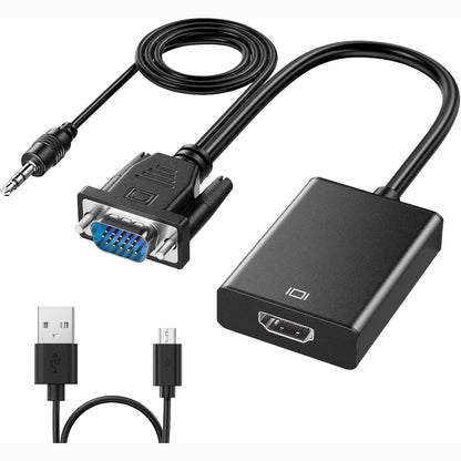 267105 - NEUTYPECHIC Adaptor VGA në HDMI, VGA Femër në HDMI Mashkull me Audio, Kabllo 1080p, 25CM