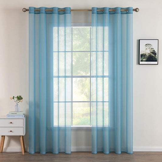 187818 - MIULEE Perde Transparente me Vrima, të Buta dhe Elegante për Dritare, 2 Panele me Përmasa 140x225cm, Blu e Çelët, për Dhomë Ndenjeje, Dhomë Gjumi dhe Fëmijë
