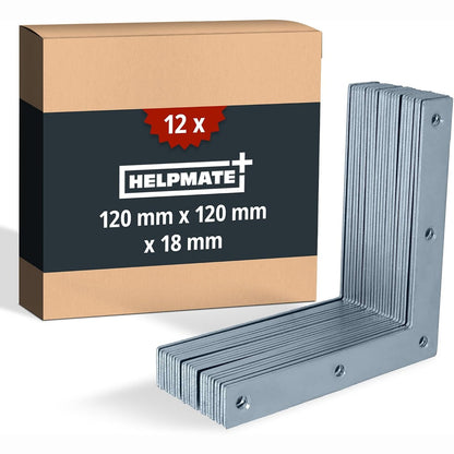 289175 - HELPMATE 12 mbajtëse këndore të sheshta 120x120x18 mm, Lidhëse druri të galvanizuara, Montim i lehtë