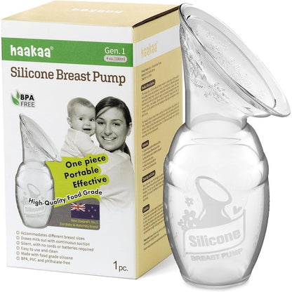 290027 - HAAKAA Pompë gjiri prej silikoni 100 ML, Pompë gjiri manuale transparente, e shëndetshme dhe e padëmshme