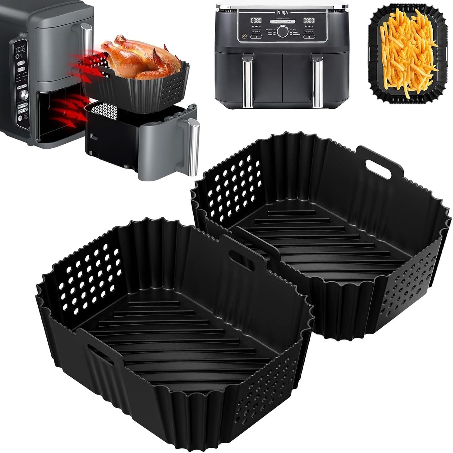 288457 - Aksesorë për Fritezë Ajri, silikoni për Ninja Double Stack XL SL400EU SL451EU, për Foodi Max Dual Zone AF400EU AF300EU, 7.6L 9.5L