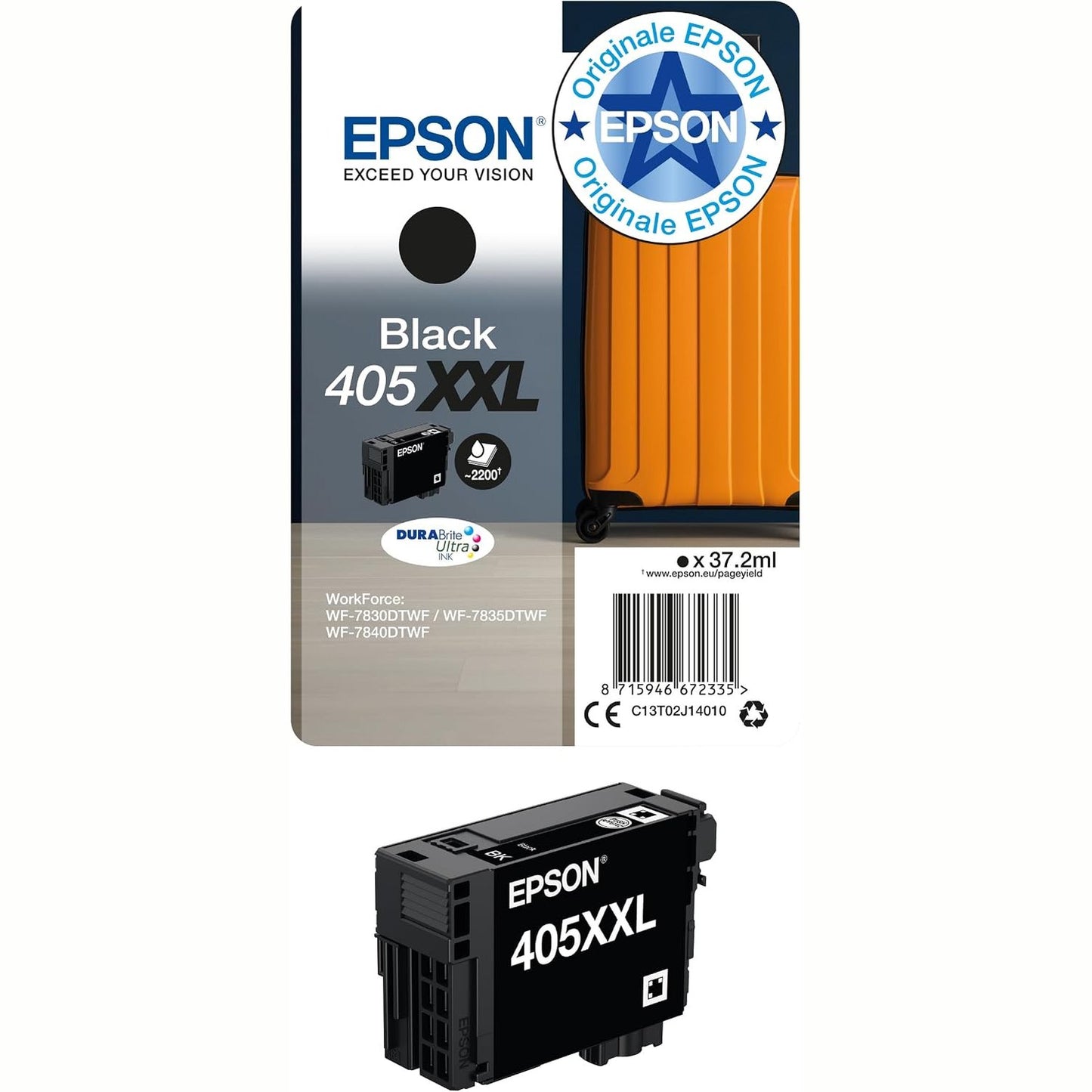 276342 - EPSON Bojë 405XXL e Zezë, me Rendiment të Lartë, Origjinale, DURABrite Ultra, Kompatibile me Printerët WF-78XX