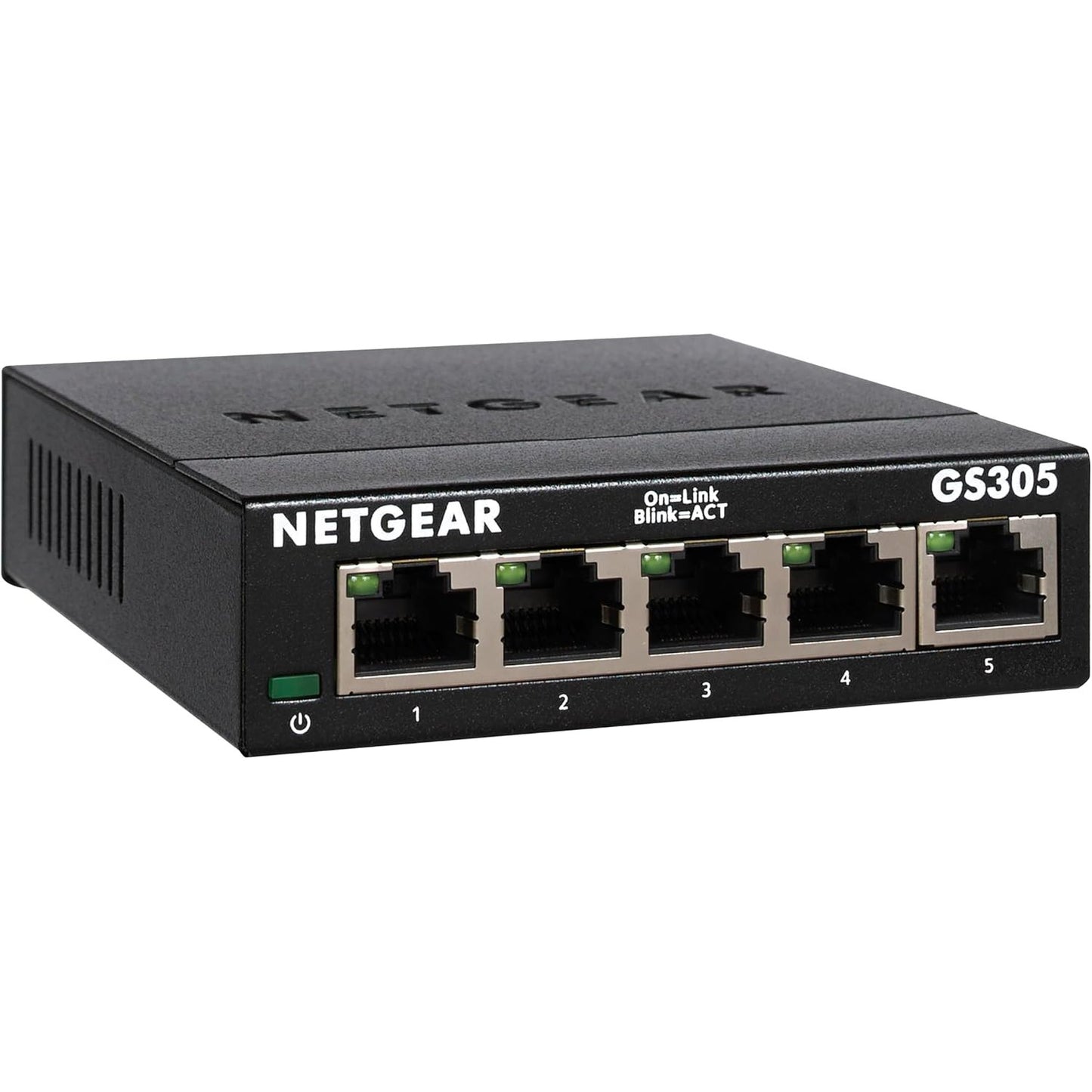 268772 - NETGEAR Ndërprerës rrjeti LAN GS305, 5 porta, Gigabit LAN, qendër Ethernet pa ventilator, strehë metalike e fortë, e zezë