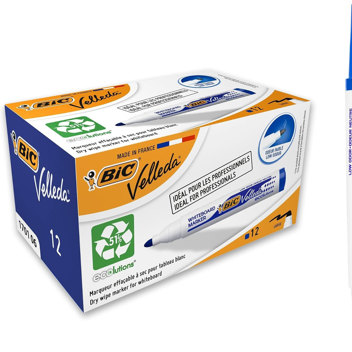 267136 - BIC Shënues për tabelë të bardhë Velleda Ecolutions 1701, blu, pako me 10 copë