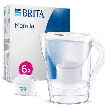 255384 - BRITA - Enë Filtri për Ujë Marella, 2.4 l, përfshin 6 fishekë MAXTRA PRO, kapak të palosshëm
