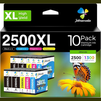 273451 - JETTRUEMEDIA 2500XL Fishekë Boje të Pajtueshme për Canon Maxify MB5050, MB5150, MB5450, MB5350, iB4150, MB4050, MB5155, MB5455, iB4000, iB4100, iB410, iB4050, MB5000, MB5100, MB5300, MB5400 (Pako me 10 ngjyra)