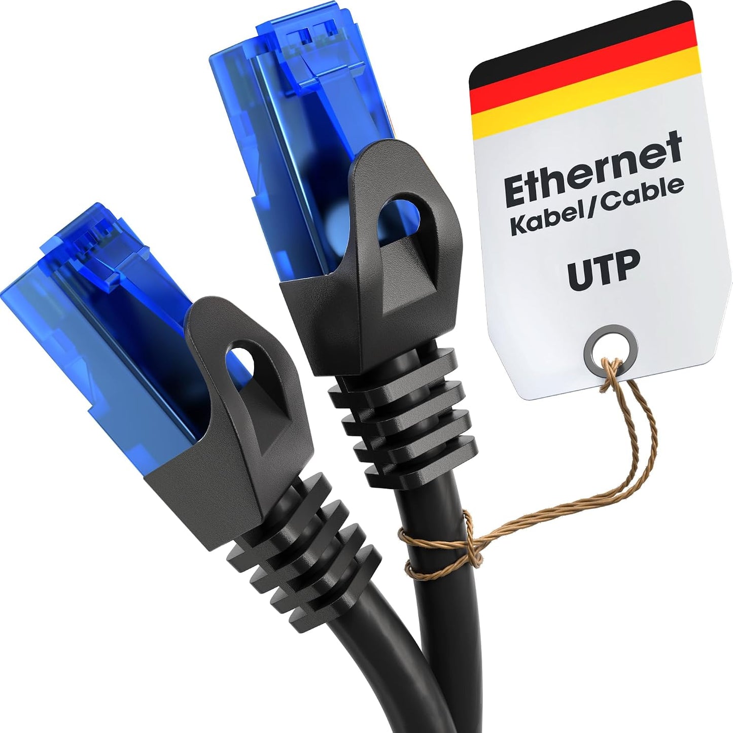 268824 - KabelDirekt 30m Kabllo Ethernet, RJ45/LAN, 5Gbps, Shpejtësi Fibre Optike për Rrjete Gigabit, e zezë/blu