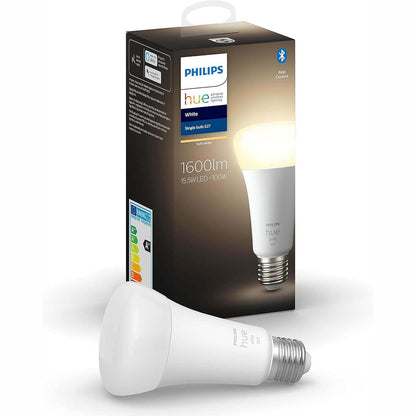 261221 - PHILIPS Hue White E27, pako e vetme, 1600lm, dritë e bardhë e ngrohtë, e errësueshme, kontrollueshme me aplikacionin, e pajtueshme me Amazon Alexa
