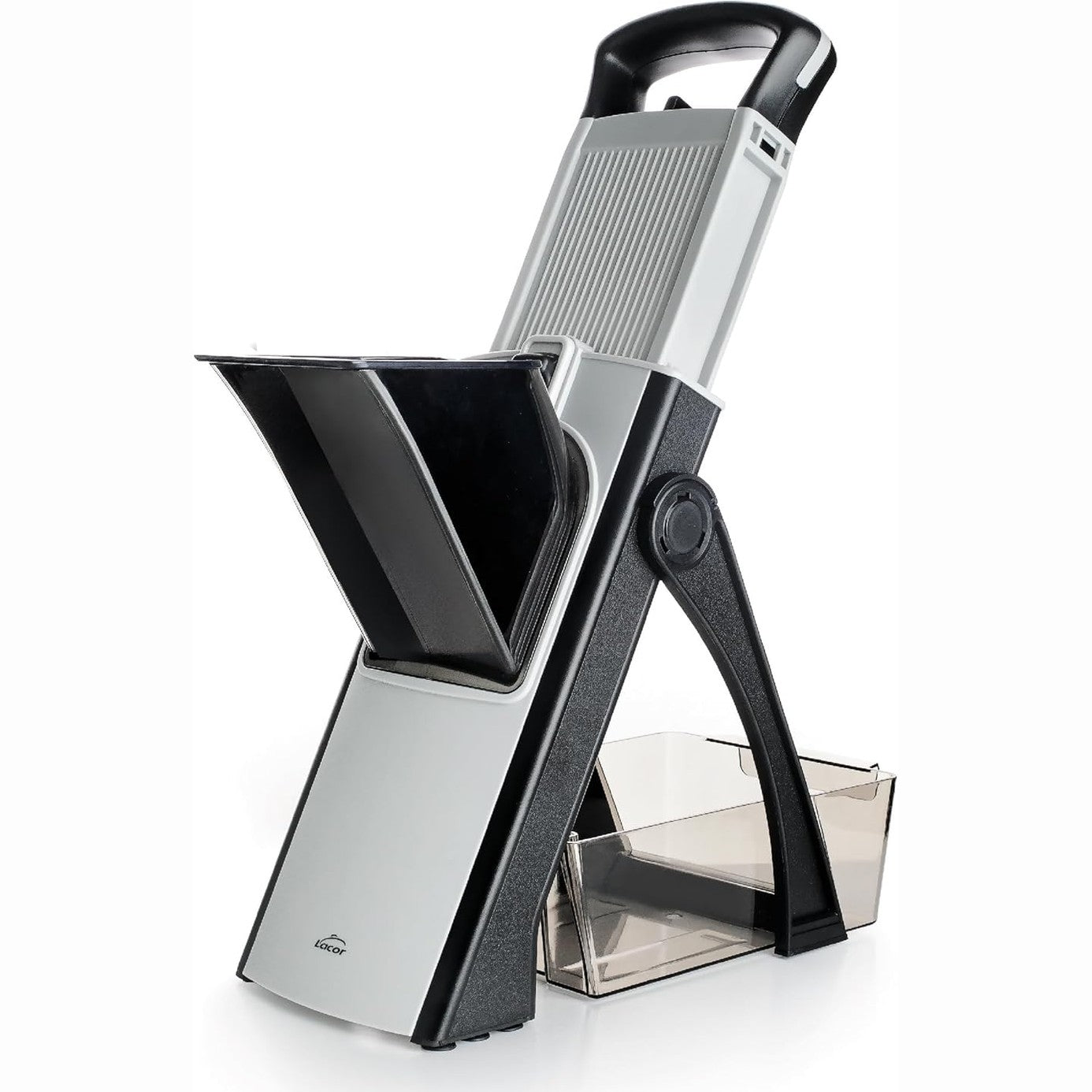 221232 - LACOR Mandolinë Vertical Plus 60860, Teh çeliku inox, Pa BPA, Përmasat: 31x41 cm, 4 Cilësime Prerjeje, E palosshme
