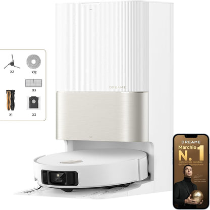 288001 - DREAME Fshesë me korrent robotike X50 Ultra, Fuqi thithjeje 20,000Pa, Largim pengesash 6 cm, funksion fshese dhe mop të ngreshëm, shmangie pengesash me inteligjencë artificiale, navigim 360°