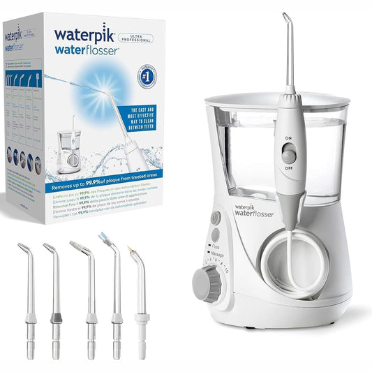 292237 - WATERPIK Pastrues Uji Ultra Profesional, Spërkatës Dentar me 7 Gryka dhe 10 Nivele Presioni, Heq Pllakën, e Bardhë (WP-660EU)