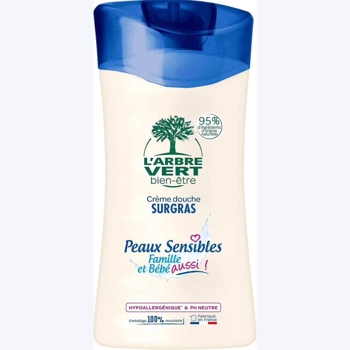 302676 - L'ARBRE VERT - Krem Dushi Wellbeing për Lëkurë të Ndjeshme (250 ml) - pH Neutral dhe Hipoalergjik - 95% Përbërës me Derivim Natyral