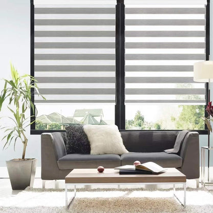 256529 - TANZUOER Perde me Rrota Zebra, Lartësi 150 cm, me Filtrim Drite për Ditë dhe Natë, Gri