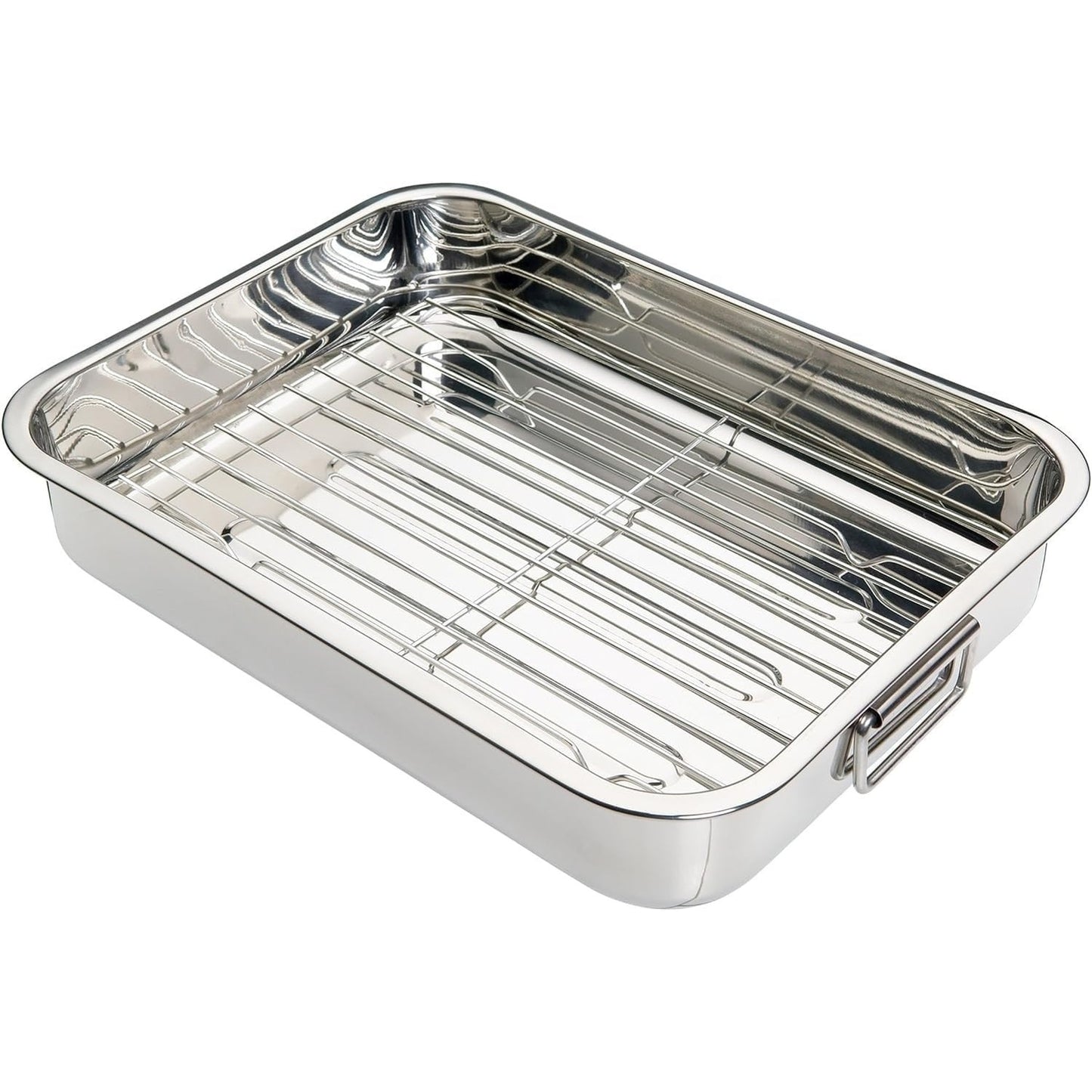 213799 - KITCHENCRAFT Tabaka pjekjeje me raft, tavë pjekjeje prej çeliku inox, mesatare, 37 x 28 cm