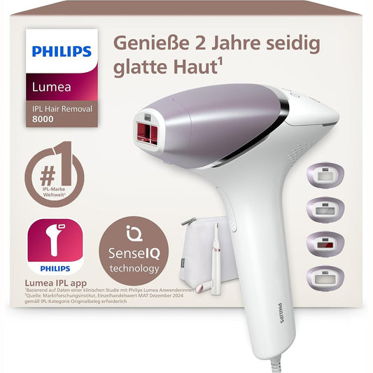 315010 - PHILIPS Lumea IPL Series 8000, Pajisje IPL për heqjen e qimeve, 220-240V, përfshirë makinë prerëse dhe 4 aksesorë për trupin, fytyrën, zonën e bikinive dhe sqetullat (BRI949/00)