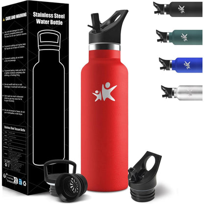 185013 - HONEYHOLLY Shishe uji për fëmijë, 500 ml, pa BPA, çelik inox, e izoluar kundër rrjedhjeve, me mure të dyfishta, me kashtë, për sporte, shkollë dhe zyrë