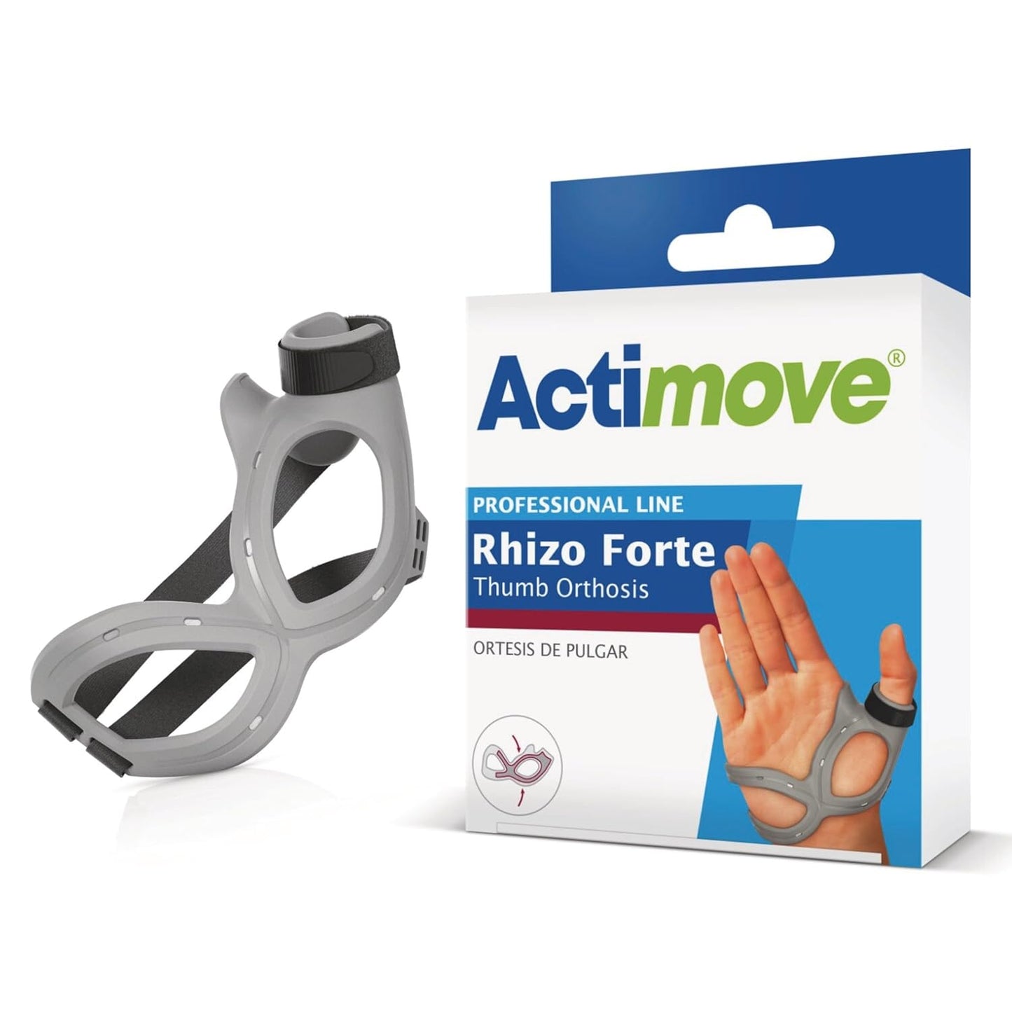 289738 - ACTIMOVE Mbajtëse Imobilizimi e Gishtit të Madh për Rhizartrozë, Gisht të Madh të Skiatorit, Artrit Reumatoid, Shtrembërime - Dora e Djathtë - Gri, Madhësia M.