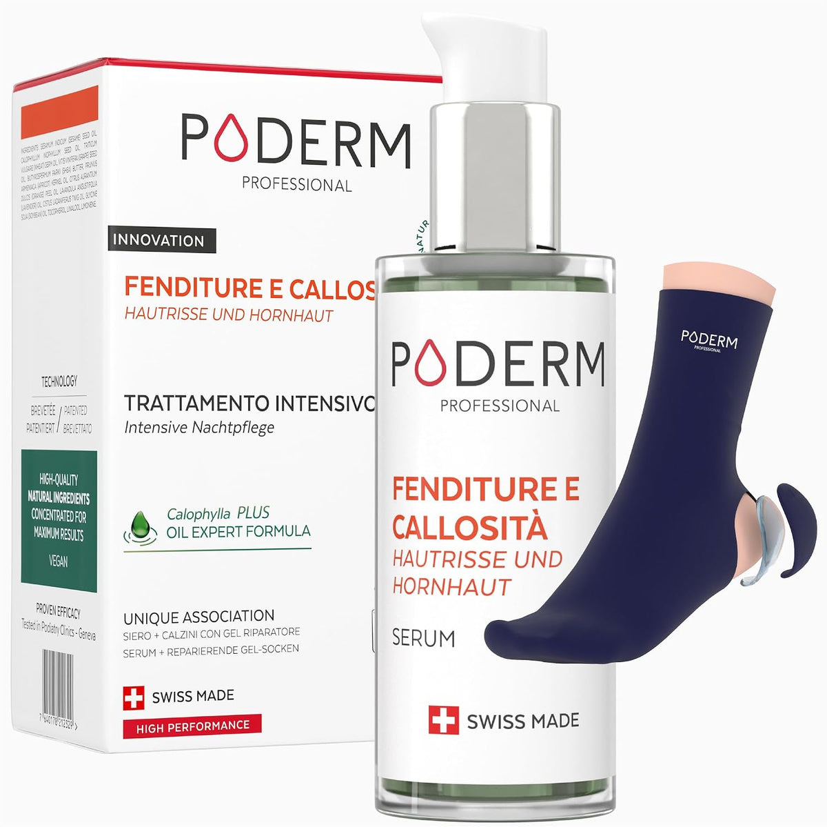 307416 - PODERM Kujdes intensiv për këmbët, riparon çarjet dhe qetëson kallozat, përbërës 100% natyralë, prodhuar në Zvicër.