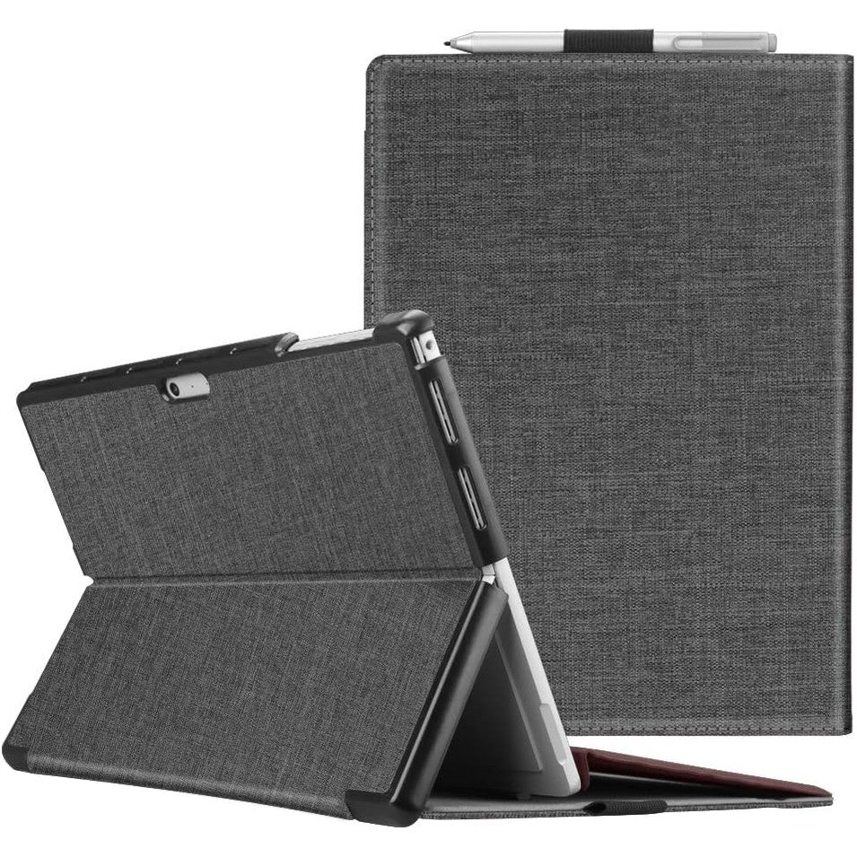 269172 - FINTIE Mbrojtëse për Microsoft Surface Pro 7+/7/6/5 12.3 inç - Mbrojtëse e fortë me folio e rregullueshme me shumë kënde, në lëkurë sintetike, gri xhins