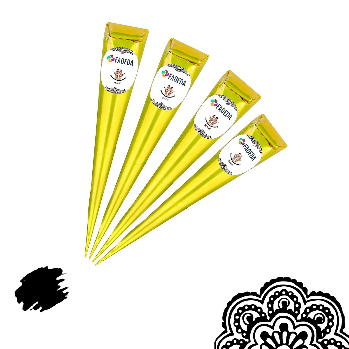 272242 - 4 KONE KËNA FADEDA | 4 x 25g Pastë Natyrale | E Zezë | 100% Perime | Vegan | Organik | Halal
