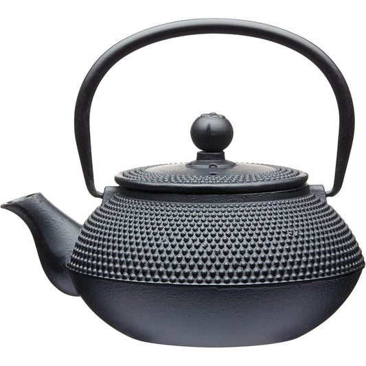 221779 - Çajnik japonez për kafe/çaj prej gize 600ml me shportë infuzioni, 3 gota (e zezë)