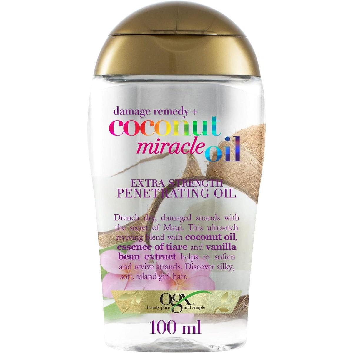 312332 - OGX Dëmtim Remedy + Vaj Mrekullie Kokosi, 100 ml, vaj riparues për flokët